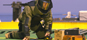 A clearance diver and Explosives Ordinance Disposal (EOD) expert x-rays a simulated improvised explosive device during training aboard HMCS REGINA in the Strait of Hormuz. The Canadian frigate is part of Coalition Task Force 151, and is responsible for escorting ships, intercepting and boarding suspect vessels and guarding against attacks on shipping, in support of Operation APOLLO, Canada's contribution to the international campaign against terrorism.<p><p>Credit:  Sgt Frank Hudec/Canadian Forces Combat Camera